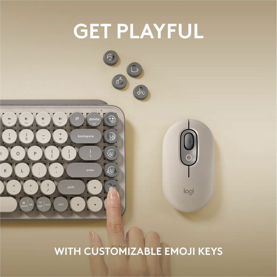 Logitech POP Keys Mechanical Wireless Keyboard with Customizable Emoji Keys, Compact Design, Bluetooth, Mist - 920-011232