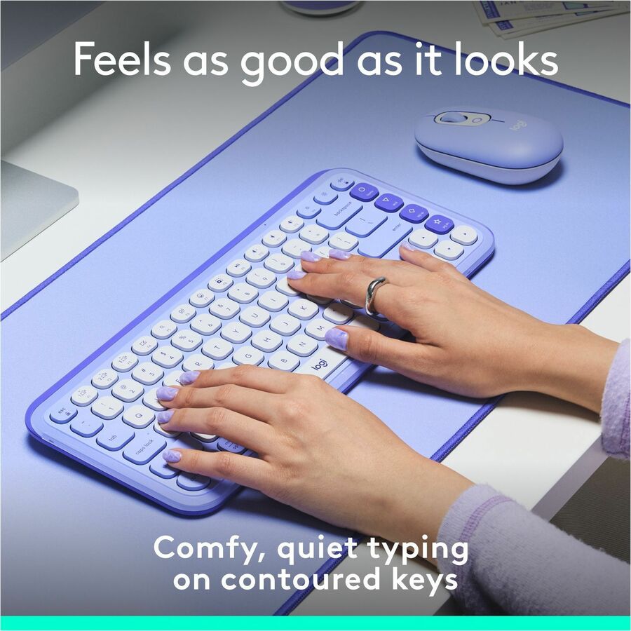 Logitech POP ICON KEYS Wireless Bluetooth Keyboard, Comfortable Typing, Programmable Keys, Easy-Switch Between up to 3 Devices (Lilac & Off-white) - 920-013050