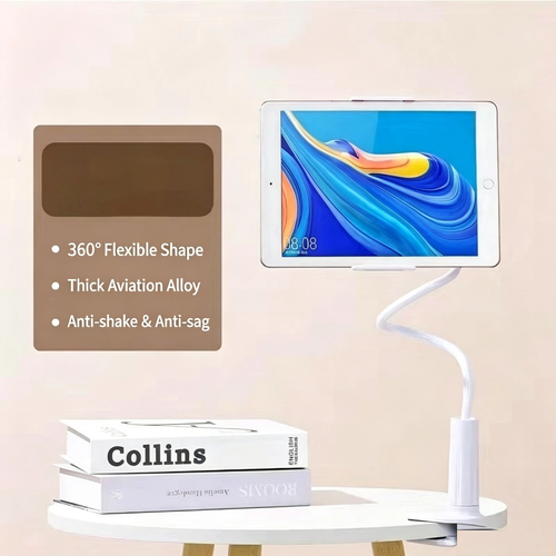 0.7m Universal Gooseneck Phone & Tablet Holder, Flexible Long Arm Clip Stand for Bed, Desk & Bedroom