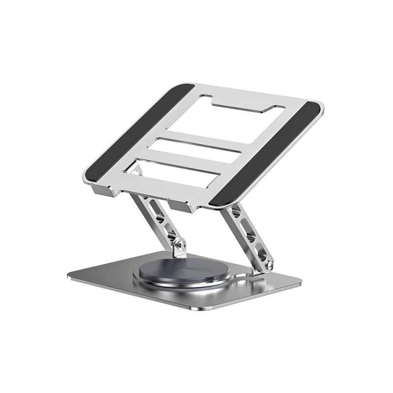360° Rotatable Laptop Stand, Adjustable Height Aluminum Laptop Riser, Foldable Notebook Holder with Swivel Base for Desk