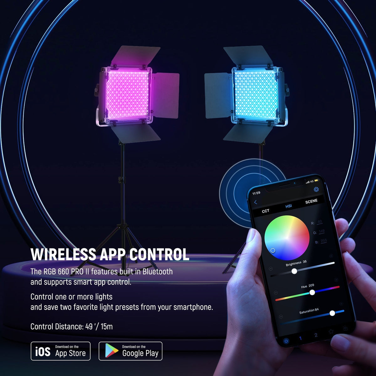 NEEWER 2 Pack Upgraded RGB660 PRO II LED Video Light