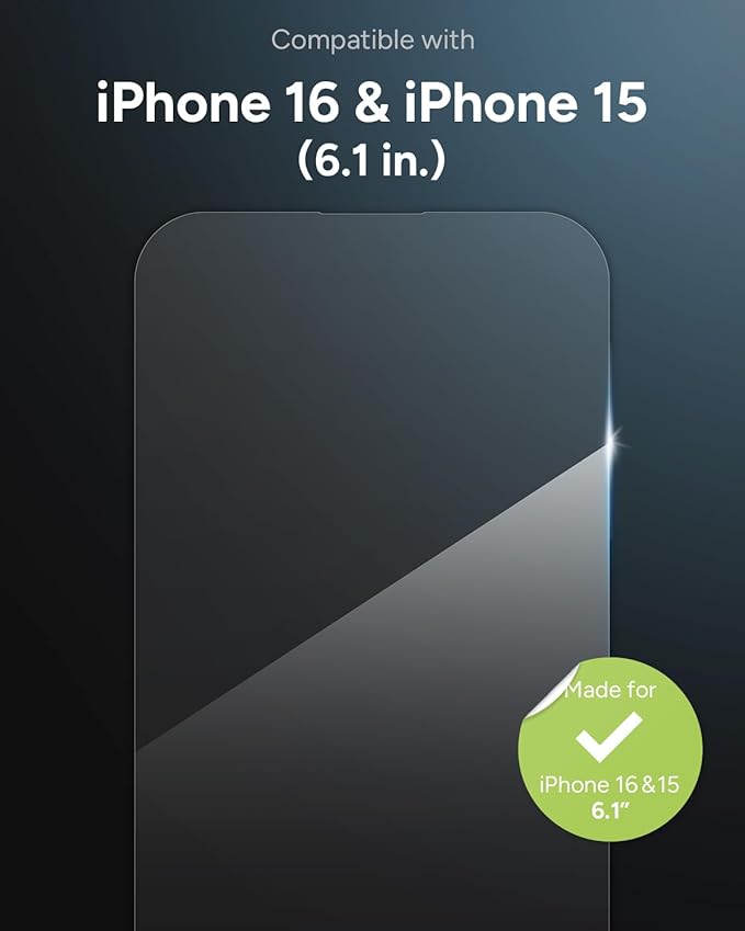 ZAGG Glass Elite Screen Protector for iPhone 16/15-5X Stronger, Reinforced Edges, Ultra-Strong Tempered Glass, Scratch Resistant, Anti-Smudge, Easy Installation, InvisibleShield, Eco-Friendly