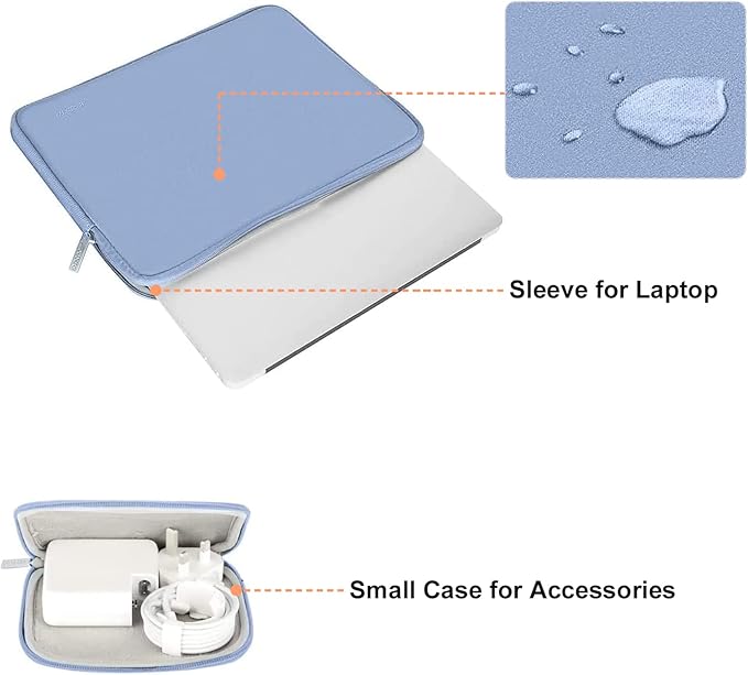 MOSISO Laptop Case 13 inch, 13 inch Laptop Sleeve Bag Compatible with MacBook Air 13 M4 M3 M2 M1 2025-2018 / Pro 13 M2 M1 2025-2016, Neoprene Computer Sleeve Bag with Small Case, Serenity Blue
