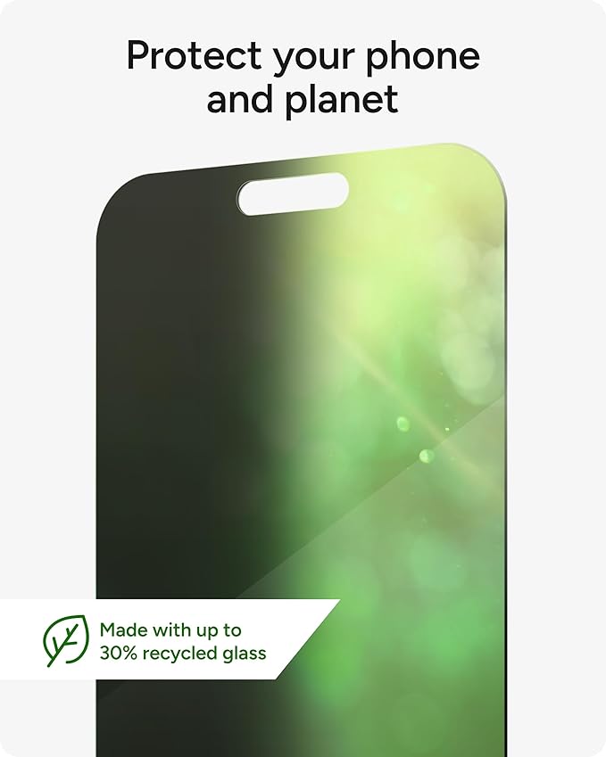 ZAGG Glass Elite Privacy Screen Protector for iPhone 16 Pro - 2-Way Privacy Filter, Ultra-Strong Tempered Glass, 5X Stronger, Smudge-Free, Easy Install, InvisibleShield, Recycled Content