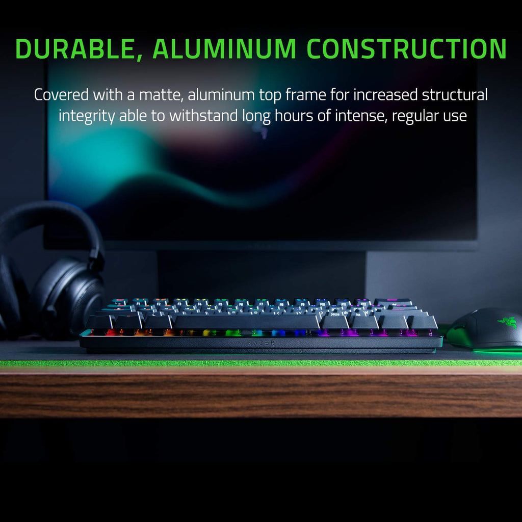 Razer Huntsman Mini 60% Gaming Keyboard: Clicky Optical Switches - Rapid Trigger Mode - Chroma RGB Lighting - PBT Keycaps - Onboard Memory - Snap Tap - Classic Black