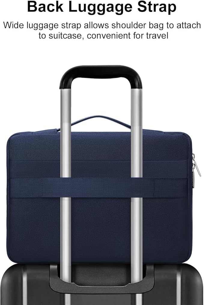 MOSISO 360 Protective Laptop Case 15 inch, Laptop Sleeve Compatible with MacBook Air 15 M4 A3241 M3 A3114 M2 A2941 2025-2023, Dell XPS 15, Side Open Bag with 2 Raised&1 Flapover Pockets, Navy Blue