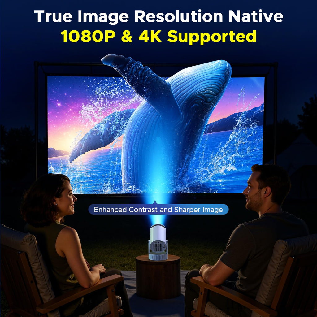 Projector with WiFi and Bluetooth, Mini Projector with Battery Supported 4K, Auto Keystone WiFi 6 Bluetooth 5.2 220° Rotation 3.5Hrs Portable Projectors, Smart Projectors for Bedroom Outdoor Movie