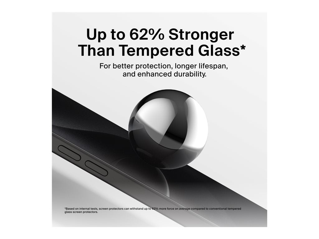 Belkin ScreenForce InvisiGlass - Screen protector for cellular phone - treated - glass - with privacy filter - 4-way - for Apple OVA170FQ